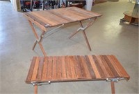 Wooden Portable Picnic Table Set w/ Bench