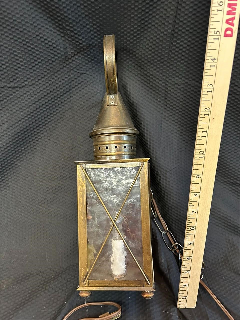 14" Hanging Brass Electric Lamp