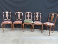 SET OF 5 OAK DINERS & 2 SHEETS OF FAUX LEATHER