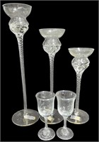 Set of 5 Glass Long Stem Candle Holders