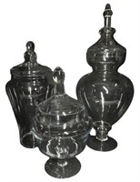 Elegant Glass Covered Jars