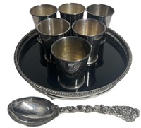 Silver Plated Tray with Sheridan Cups