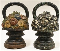 Vintage Cast Iron Flower Basket Door Stops