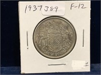 1937 Can Silver 50 Cent Piece  F12