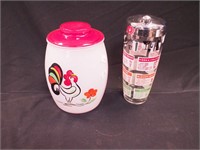 Glass cookie jar depicting a chicken, 9" high