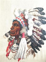 VTG EMBROIDERY OF INDIAN CHIEF 19X24