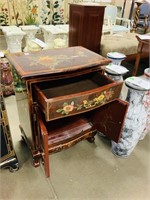 Red Lacquer Painted Chinoiserie Cabinet