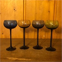 (4) Glass Stem Liquor Glasses