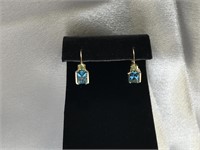 14 K Blue Topaz and Peridot Earrings