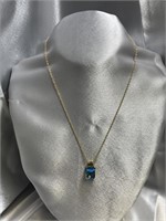 14K Blue Topaz and Peridot Necklace