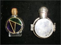 Art Deco enameled glass 2 1/2" perfume bottle a