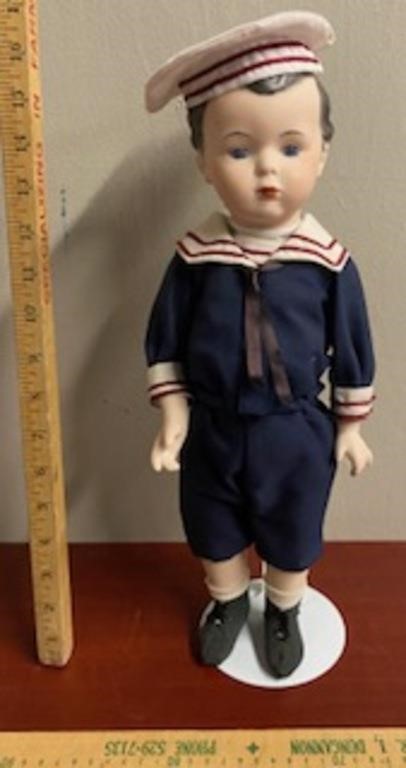Porcelain  Sailor Boy Doll with Stand