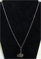 35" Sterling Silver Necklace w/ St Thomas Charm