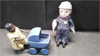 VINTAGE BUDDY LEE DOLL  & 1940'S WALKING DOLL