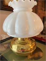 Brass Lamp w/Glass Shade