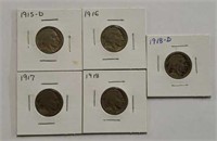 (5) Buffalo Nickels #2