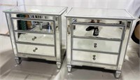 2 Mirrored End Tables/ Night Stands