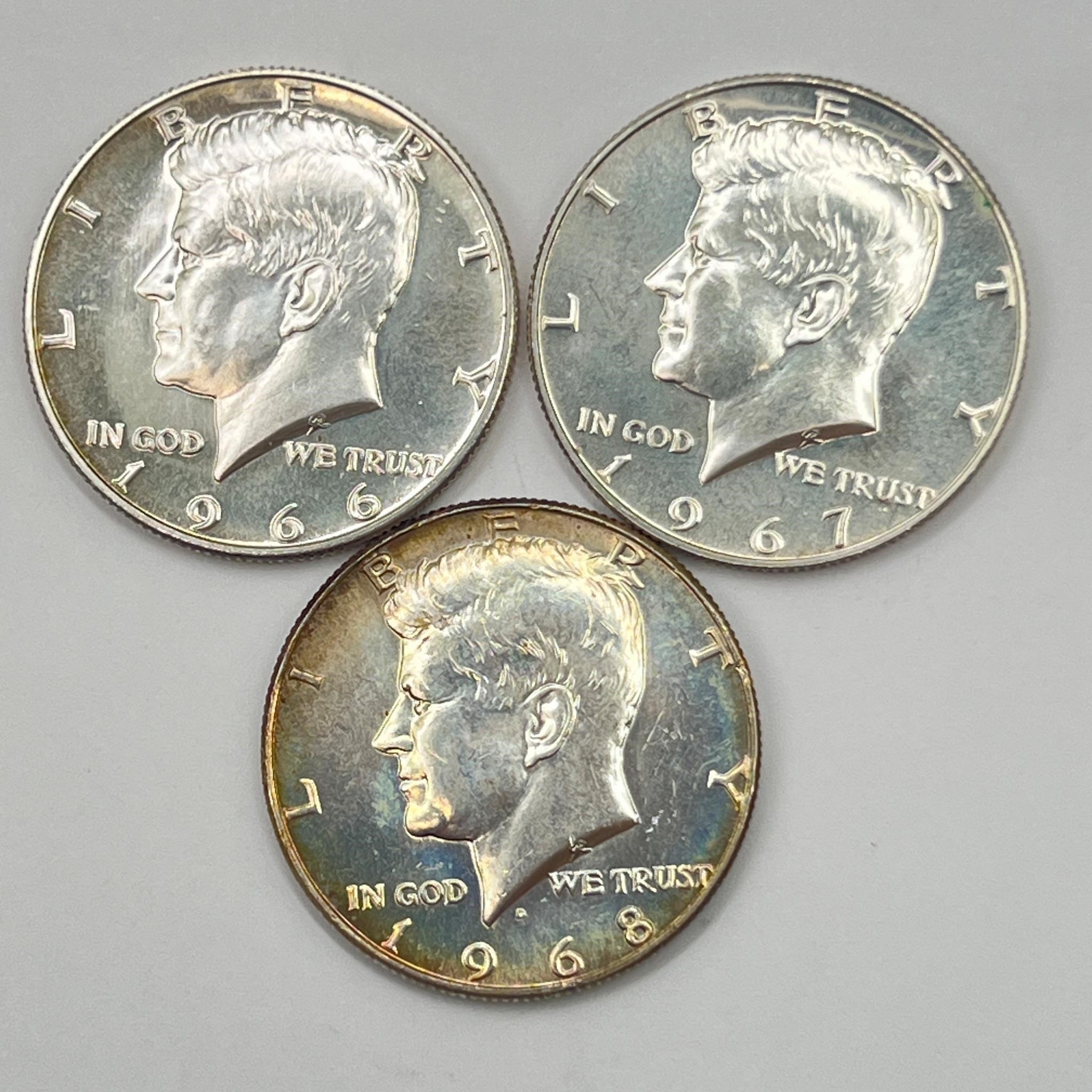 1966 - 1968 Kennedy Half Dollar Silver Coins