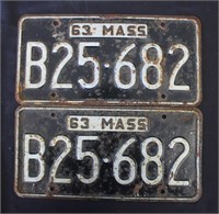 Pair of MA 1963 License Plates