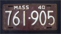 MA 1940 Truck License Plate