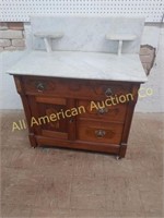 ANTIQUE VICTORIAN MARBLE TOP WASHSTAND