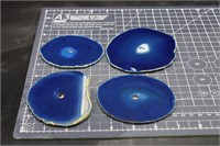 4 Polished Dyed Brazillian Agate Slabs, 9oz