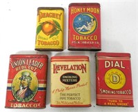 Lot of 5, Various Tobacco Tins