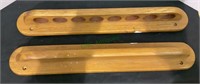 Two piece pool cue rack, wooden - holds 8 pool