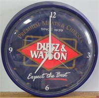 Dietz & Watson clock, battery oper, 25" dia.