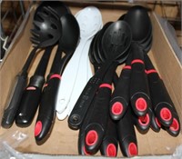 shelf lot- 2 containers serving spoons, ladles,