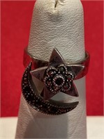 Sterling silver motion rings with star and moon.