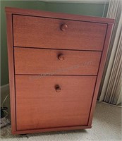 3 Drawer Wood Veneer File Cabinet on Wheels with
