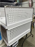 Plastic stacking storage baskets - 16x13x7.5in