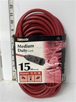 15m medium duty red extension cord