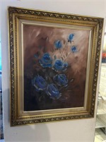 Nice Blue Floral Framed Painting