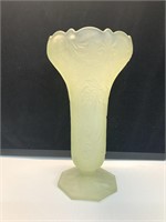 Vaseline Satin Glass Decorative Vase