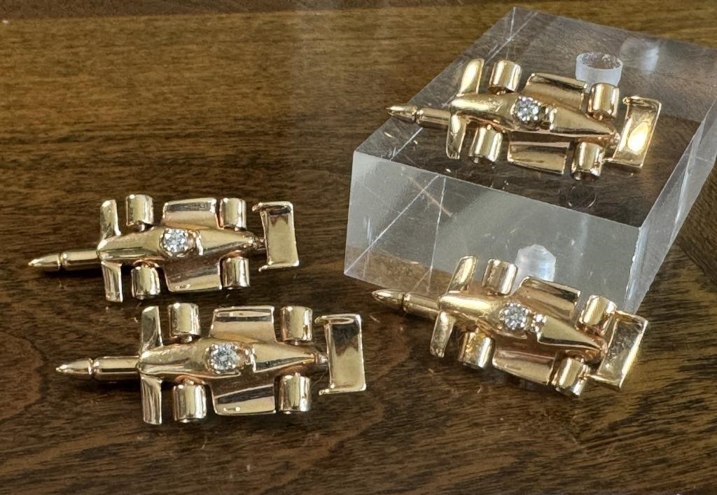 Grosser 14K Gold & Diamond Racecar Tuxedo Studs