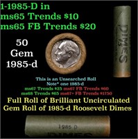 BU Shotgun Roosevelt 10c roll, 1985-d 50 pcs Bank