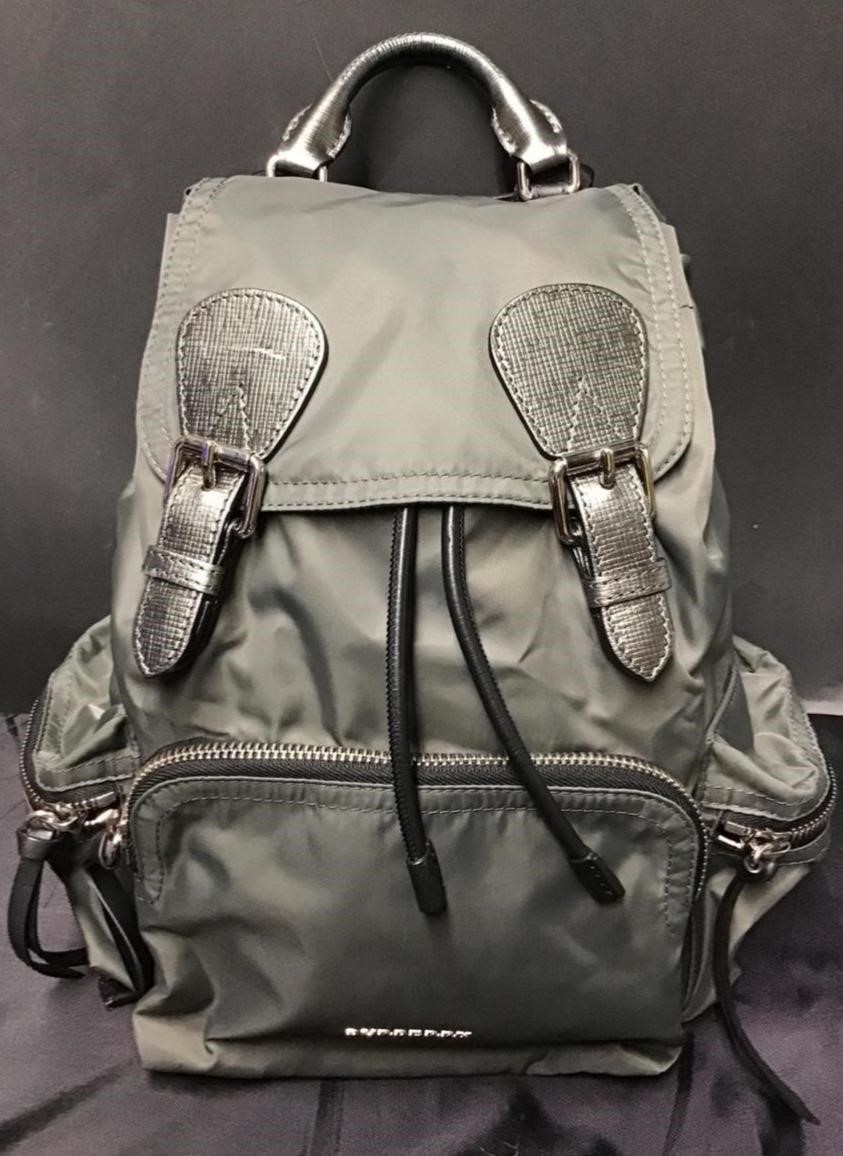 AUTHENTIC BURBERRY GRAY NYLON BACKPACK MINT COA