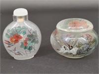 Chinese Hand Painted Snuff Bottle Trinket Jar