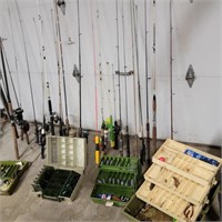 Vintage Fishing lot - 16 Rods with reels, 6 rods,