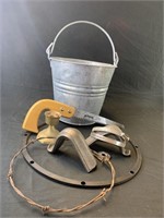 Milk pail, Barb wire hoop hand saw and more!!