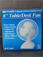 NEW: Portable 2-Speed 6 Inch Table/Desk Fan