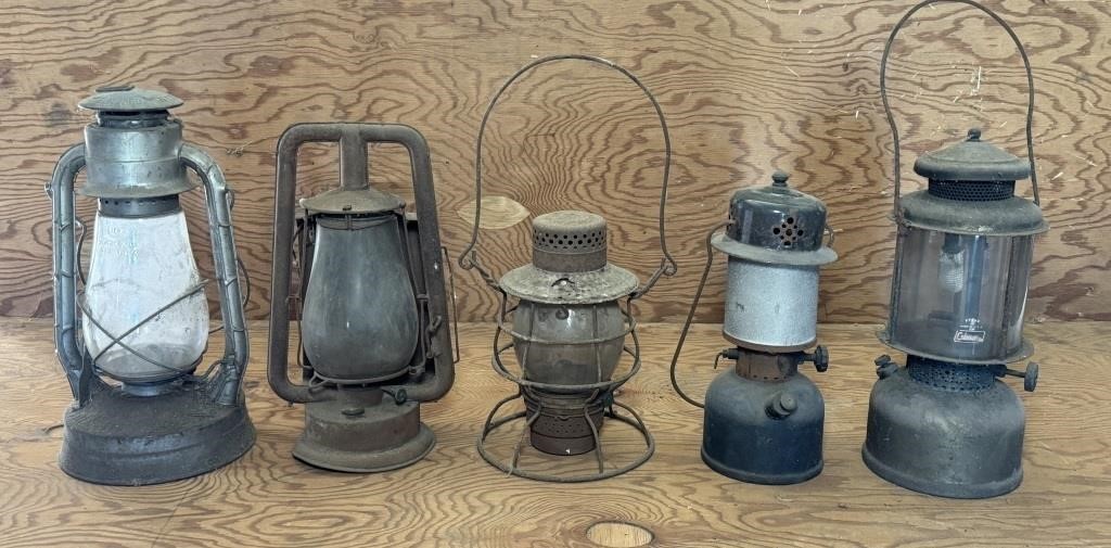 5 OLD Lanterns from Barns, Dietz No2 Blizzard,