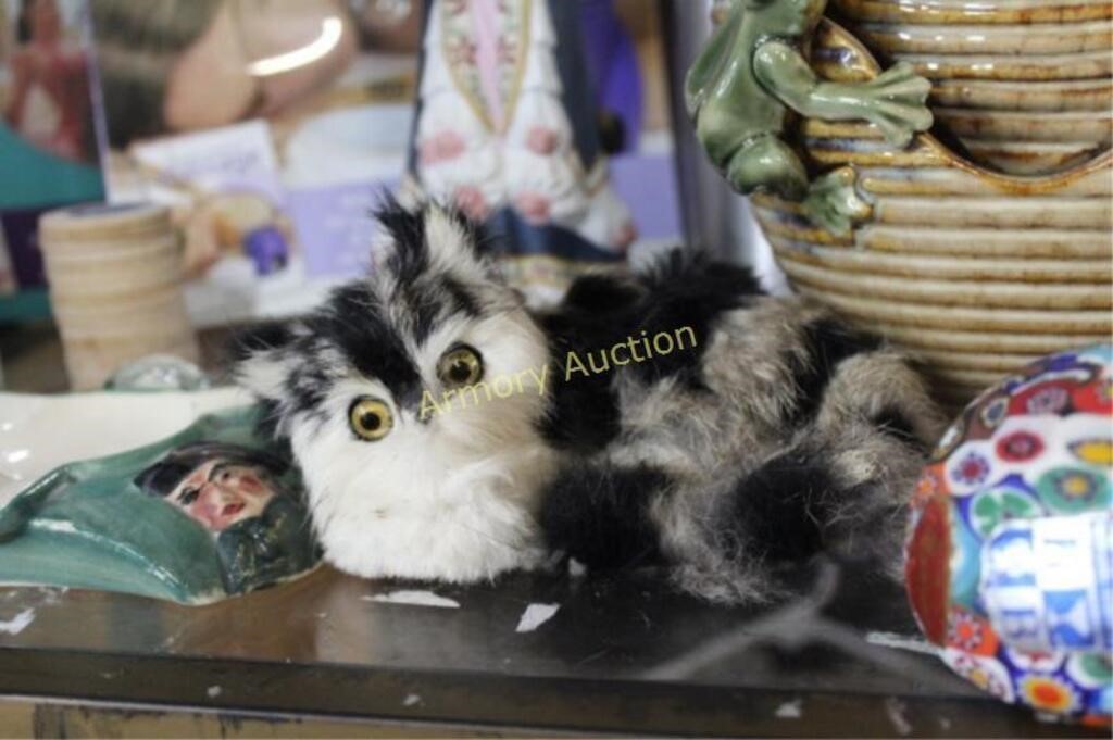 REAL FUR CAT FIGURINE