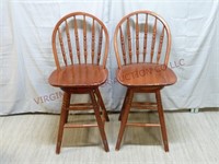 Solid Wood Swivel Stools ~ 24.5" Seat 40.5" Back