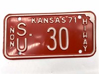 1971 Kansas Non-Hiway License Plate 8”
