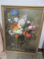 Framed Floral Print; Approx. 50" x 40"