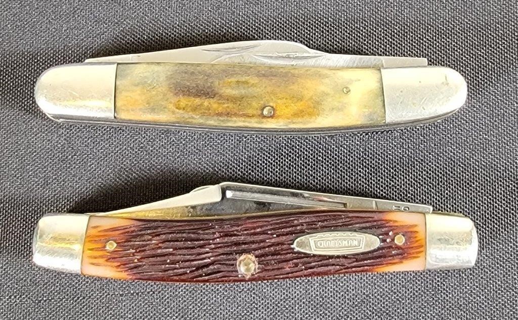 Craftsman Red Bone & Stag Folding Knives (2)