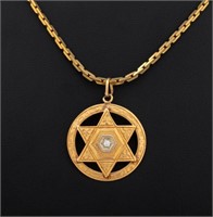 14K Star of David Diamond Pendant Necklace